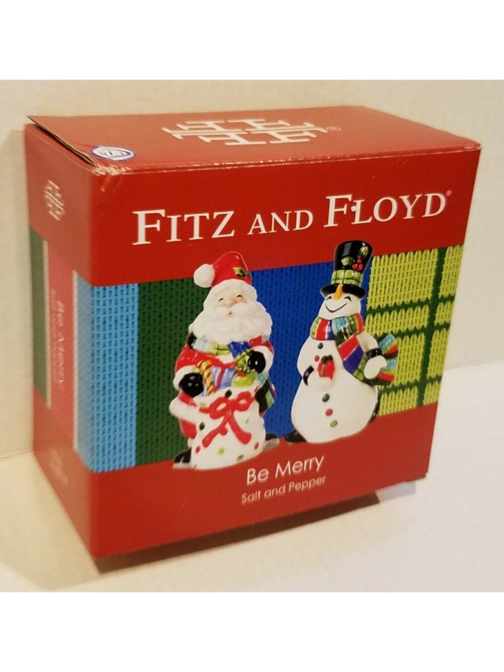 Be Merry Salt Pepper Shaker Set Fitz and Floyd 2012 Christmas Holiday Decor